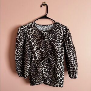 Leopard Print Bow-Front Blouse